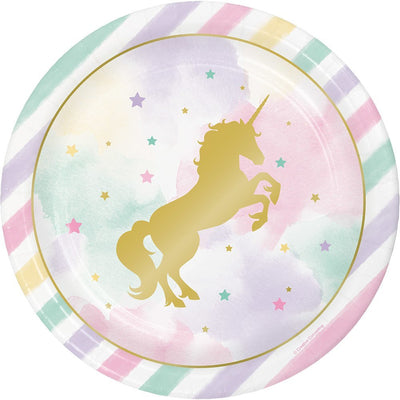 Unicorn Sparkle Dinner Plate Foil Stamp Birthday Party Paper Plate (23cm) - Pack of 8