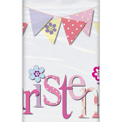 Christening Kids Party Plastic Tablecover Pink-Pack of 1