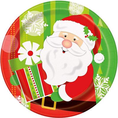 Santa Christmas kids Party Paper Plates-Pack of 8