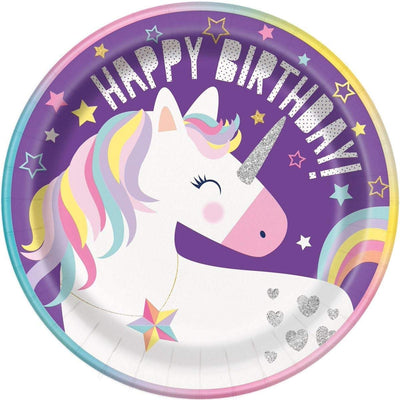 Unicorn Birthday Party Paper Plates -Pack of 8