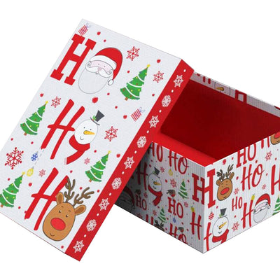 Ho Ho Ho Christmas Gift Box Rigid Cardboard Box- Set of 3