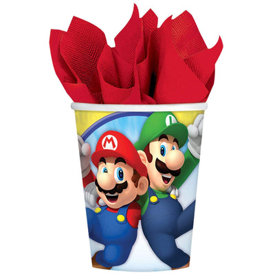 Super Mario Bros Kids Birthday Paper Cups 266ml - Pack of 8