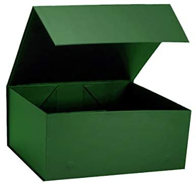 Green Colour Matt laminated High quality strong and rigid cardboard boxes. Have a magnetic closure for securing your gift. Easy assemble box and Available as flat pack. Box size 160 deep x 200 width x 80 height (mm) 