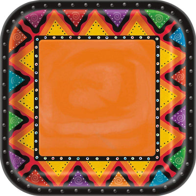 New Mexican Fiesta Square Plates 9"- Pack of 8