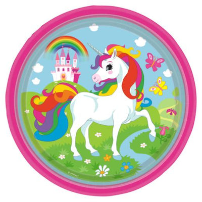 Rainbow Unicorn Kids Birthday Party Paper Plate (23cm) - Pack of 8